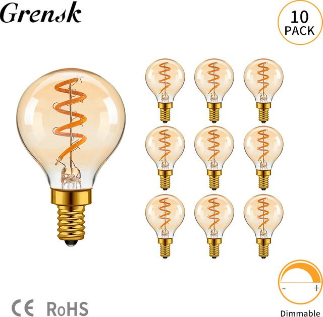 Grensk Retro LED Spirale Glühlampe G45 Globe Ball in Bernstein, 3W, E14, Warmweiß 2200K, Glas - Bild 1