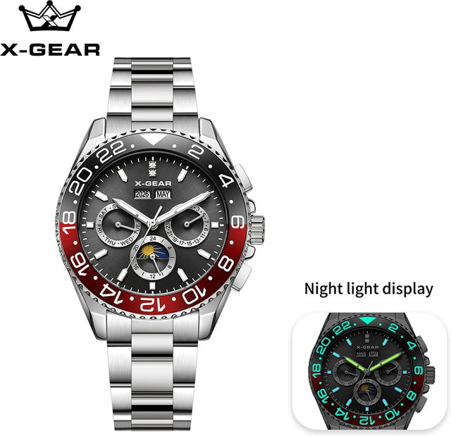X-GEAR Chronograph, Automatik, Edelstahl, Schwarz, Herren - Bild 1