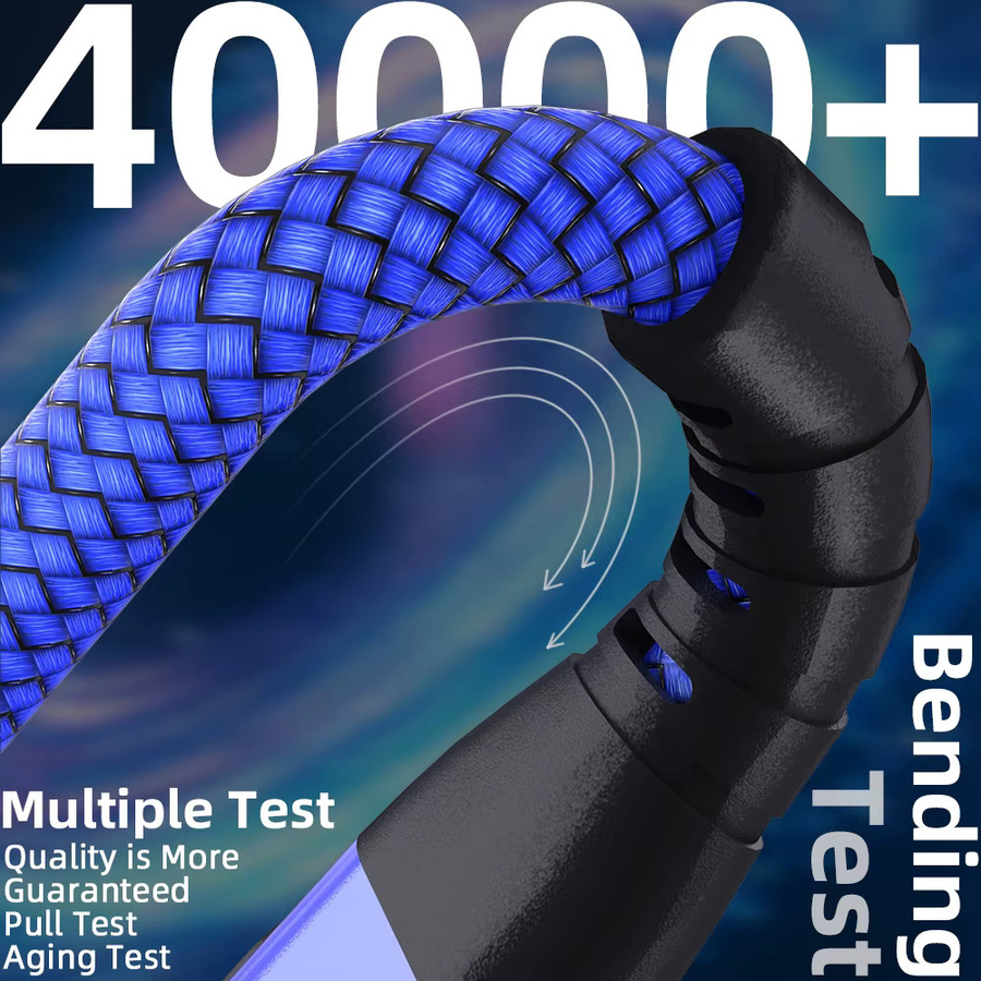 LAIHONEN USB-C auf Typ-C Kabel mit LED-Anzeige in Blau, 100W Schnellladekabel aus Nylon-Geflecht für iPhone 15 16 - Bild 4