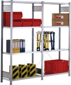 Regalwerk BERT-Standard-Lagerregal Grundfeld Stecksystem verzinkt, Farbe: Silber, H x B x T: 180 x 87,5 x 30 cm - Bild 1