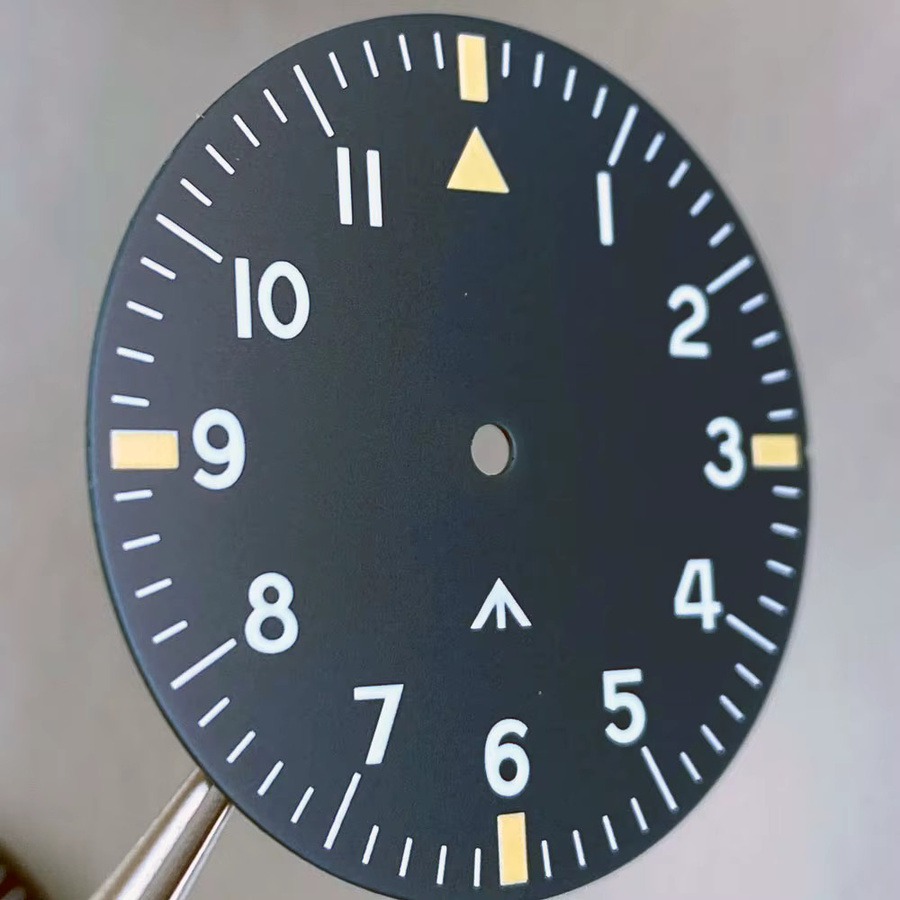 Tandorio Zifferblatt Pilotenuhr, 33,5 mm, Schwarz/Blau, Herren, Vintage - Bild 2