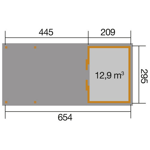 WEKA Gartenhaus 225 B in Beige mit Flachdach und modernem Design, B/H/T: 676 x 223 x 299 cm - Bild 3