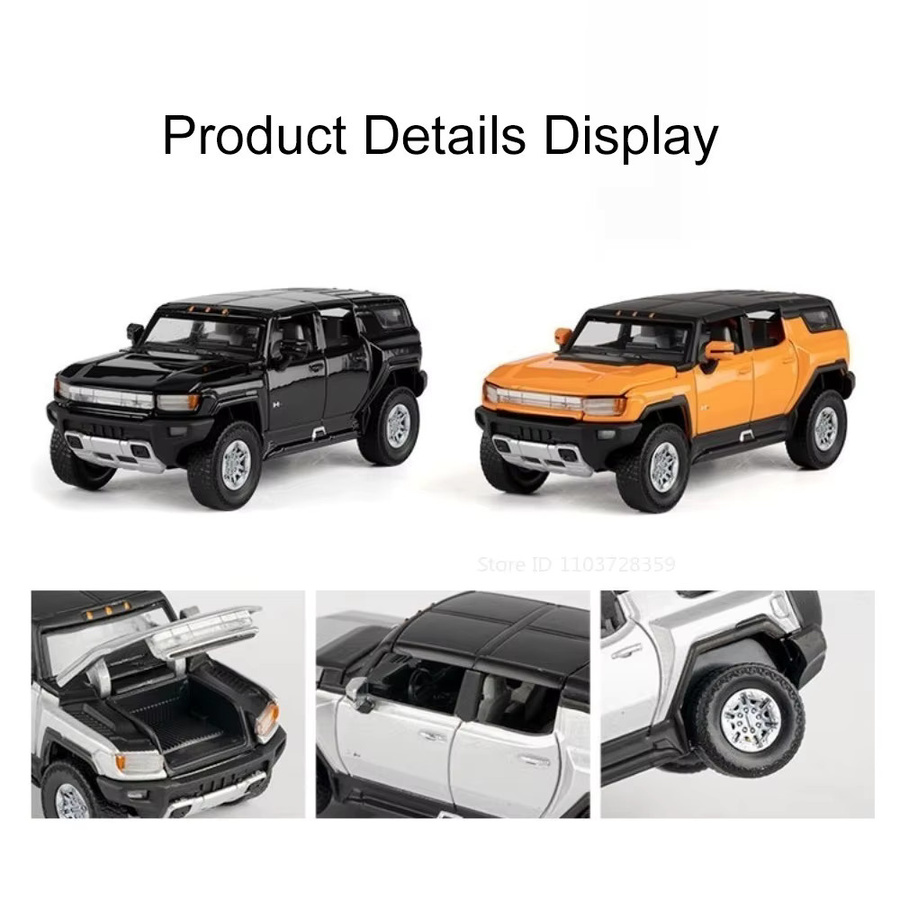 MAKEDA EV Miniatur-Geländewagen-Modell, 1:64, Metall, Schwarz - Bild 3