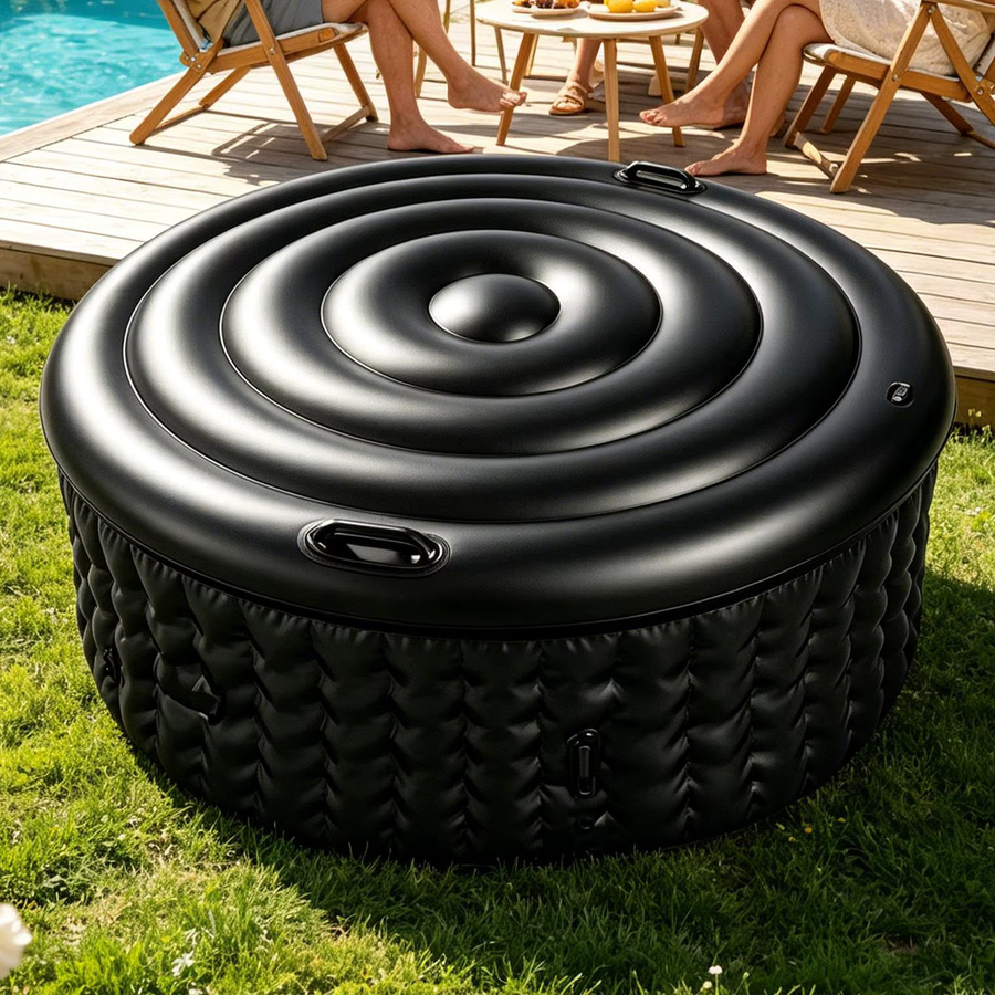 Aufblasbare Whirlpool-Abdeckung in Schwarz, runde Dome-Abdeckung für Outdoor-Whirlpools und Badewannen, Durchmesser: 160 cm - Bild 4