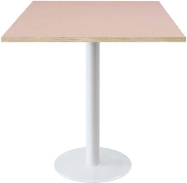 RestooTab Tisch Rome quadratisch in Weiß mit altrosa und brauner Platte, B/T/H: 70 x 70 x 75 cm - Bild 1