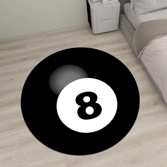 Lodestar Teppich Schwarzer Billard Achter Kreis Design, Rund, Durchmesser: 40 cm - Bild 1