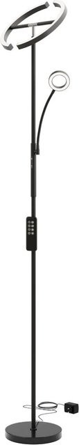 tectake Auralis LED Deckenfluter in Schwarz mit dimmbarer Beleuchtung und Leselicht, B/T/H: 31,5 x 31,5 x 188 cm - Bild 2