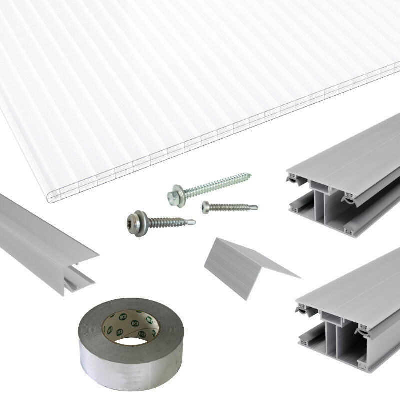 Terrassendach-Set von Friedrich von Lien AG mit Polycarbonat Stegplatten und DUO Verlegeprofil, 16 mm, Farbe: Weiß - Bild 1