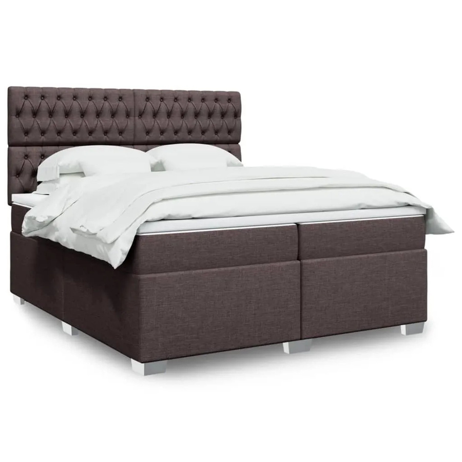 vidaXL Boxspringbett Dunkelbraun mit Matratze und LED-Leiste B/T: 200 x 200 cm - Bild 2