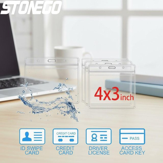 STONEGO Transparente Plastik-Ausweishülle mit Reißverschluss, Wasserdichter Kartenhalter Organizer, Farbe: transparent - Bild 1