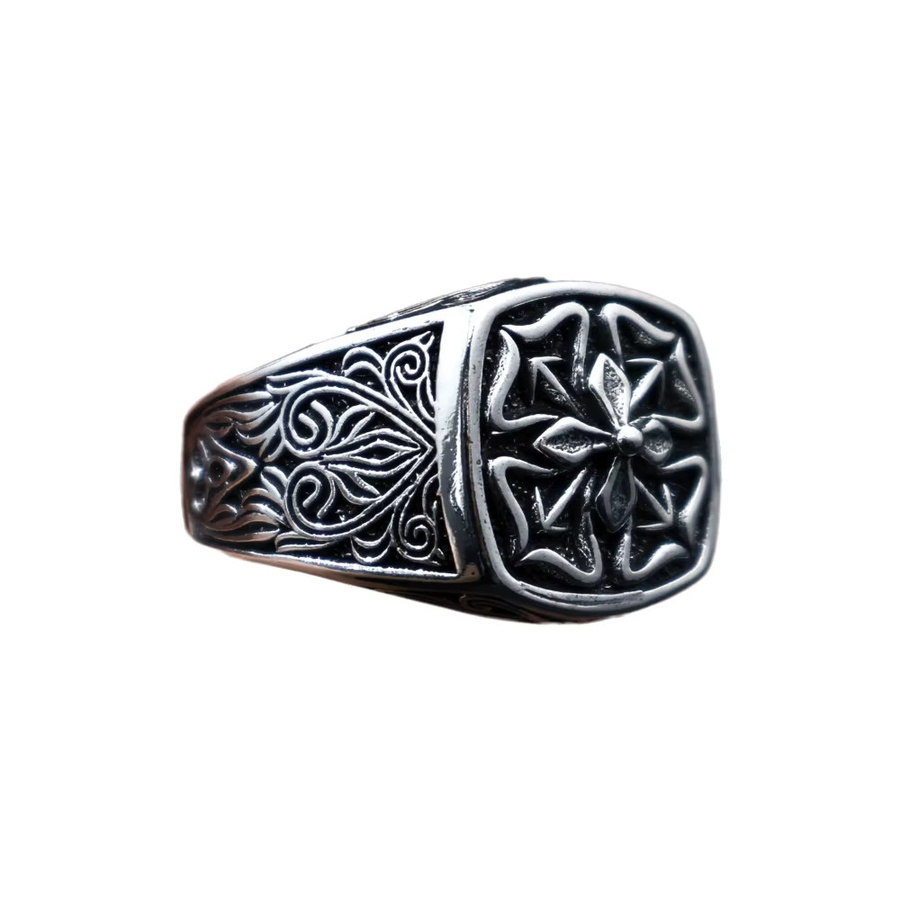 LENNIK Ring, Vierblättriges Kleeblatt, Messing, Silber, Herren - Bild 3