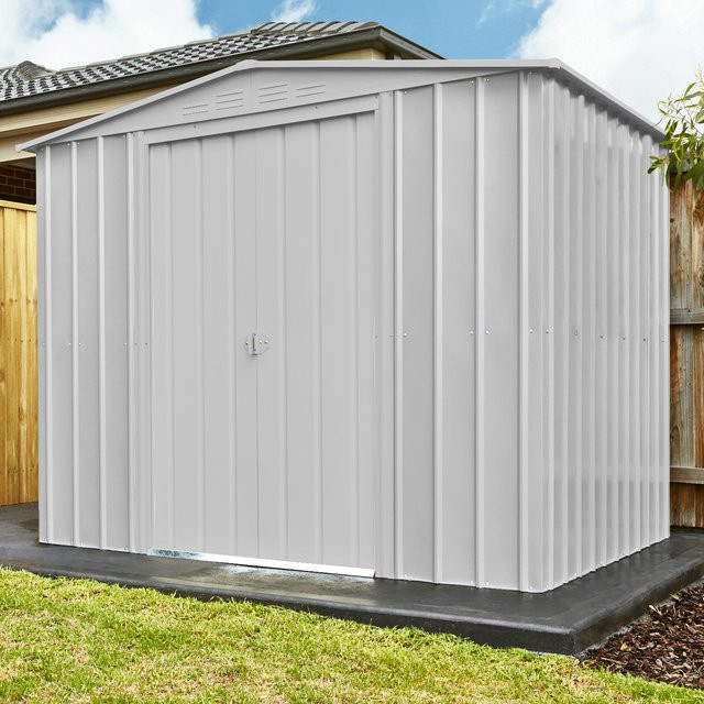 Globel Metall-Gerätehaus Gartenmanager Dream 86 in Silber Metallic mit Schiebetüren und Lüftungsschlitzen, B/T: 245 x 185 cm - Bild 1