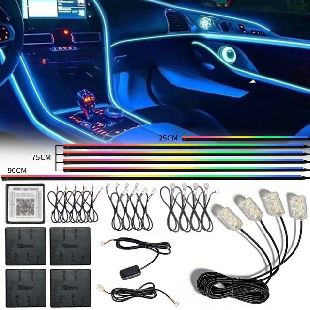 WUMFIRE Universal Symphony Auto Umgebungslichter mit RGB LED, App- und Musiksteuerung sowie WiFi für eine moderne Atmosphäre in Multicolour - Bild 1