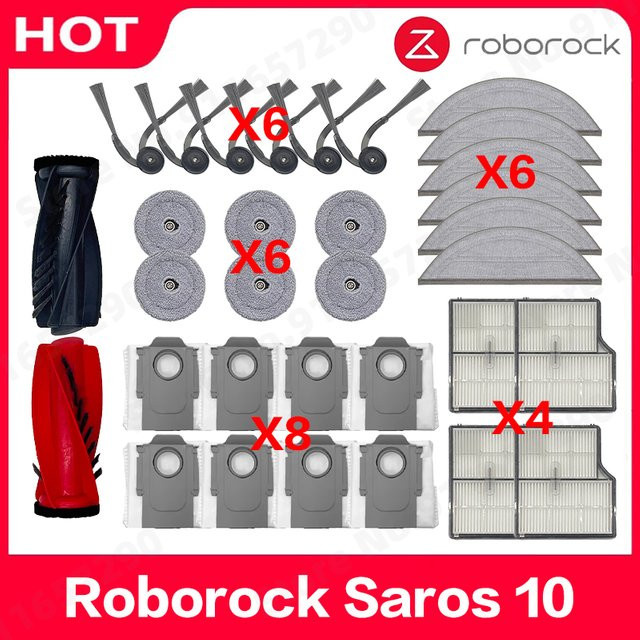 Roborock Saros 10 Zubehör Set mit Hauptbürste, Seitenbürste, Hepa-Filter, Staubbeutel und Wischmopp in Multicolour - Bild 1