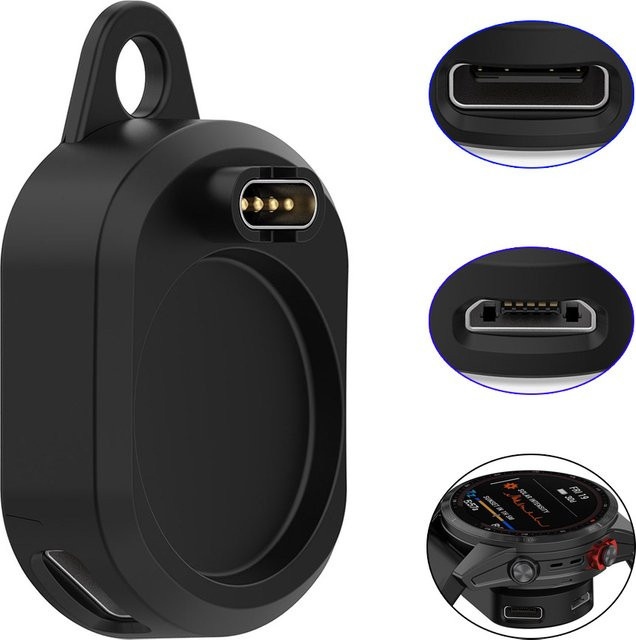 Garmin Ladegerät-Konverter und Ladeadapter für Fenix 5 6 7, Venu 2 2s 3 3s, Instinct und Forerunner 265 in Schwarz mit Datenübertragung - Bild 1