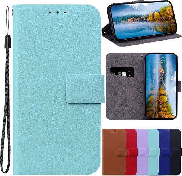 Magnetische Leder-Handyhülle als Flip Cover Wallet Case für Huawei P10 P20 P30 P40 P50 Pro Mate 10 20 Lite Mate 20 Pro in Blau - Bild 1