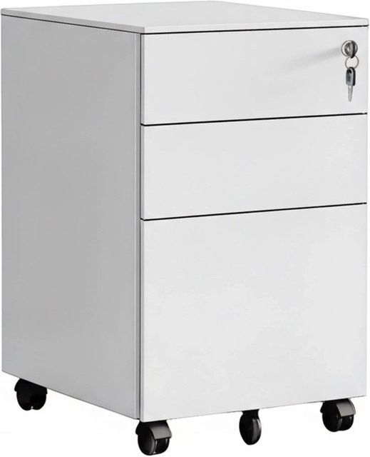 Relaxdays Rollcontainer aus Stahl in Weiß, abschließbar, B/T/H: 60 x 39 x 52 cm - Bild 1