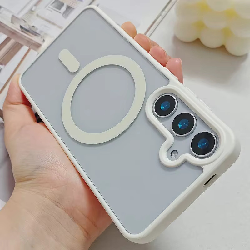 Mattierte magnetische Handyhülle für Samsung Galaxy S26 Ultra S25 Edge S24 S23 S22 Plus FE mit MagSafe Kompatibilität und Matter Hauttextur in Weiss oder Grau - Bild 1