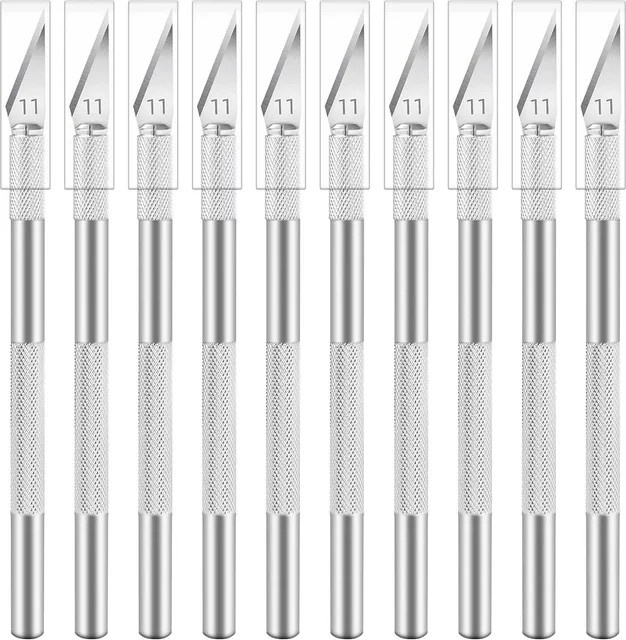 vvocci 10-teiliges Exacto-Messer-Set aus Edelstahl in Silber und Multicolour für Bastelarbeiten, Kunst und DIY-Projekte - Bild 1