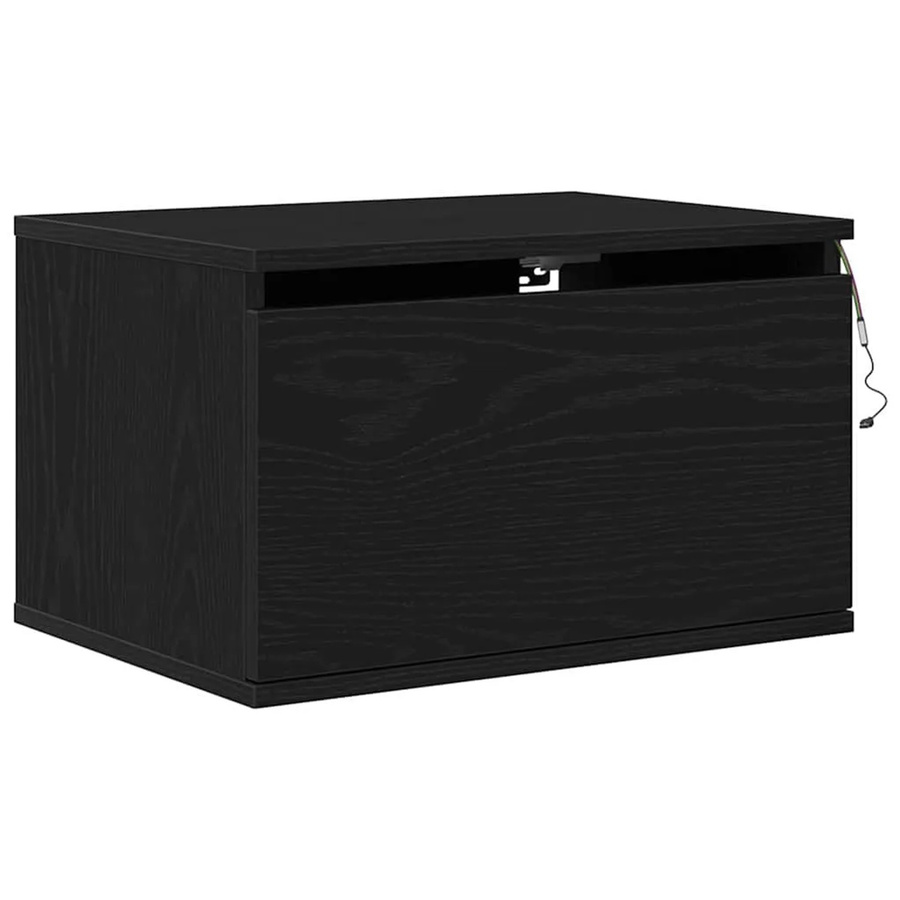 vidaXL Wandmontierter Nachtschrank mit Schubladen und integrierter Beleuchtung in Schwarz Eichen-Optik, B/T/H: 36 x 30 x 36 cm - Bild 2