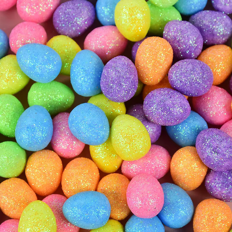 80 Stück ZQCXLD Oster-Mini-Glitzer-Eier aus buntem Schaumstoff für DIY-Handwerk und Party-Dekoration, Multicolor - Bild 2