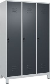 C+P Spind Classic PLUS Garderobenschrank mit 3 Abteilen, Grau/Anthrazit, H x B x T: 195 x 120 x 50 cm - Bild 1
