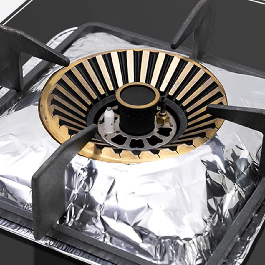 FEB.WIND Quadratische Einweg-Gasherd-Einlagen aus Aluminiumfolie in Silber, 10/20 Stück - Bild 2