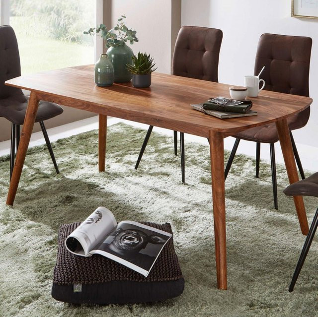 Wohnling Esstisch aus Sheesham Massivholz in Braun und Beige im Landhausstil, B/T/H: 120 x 60 x 77 cm - Bild 1