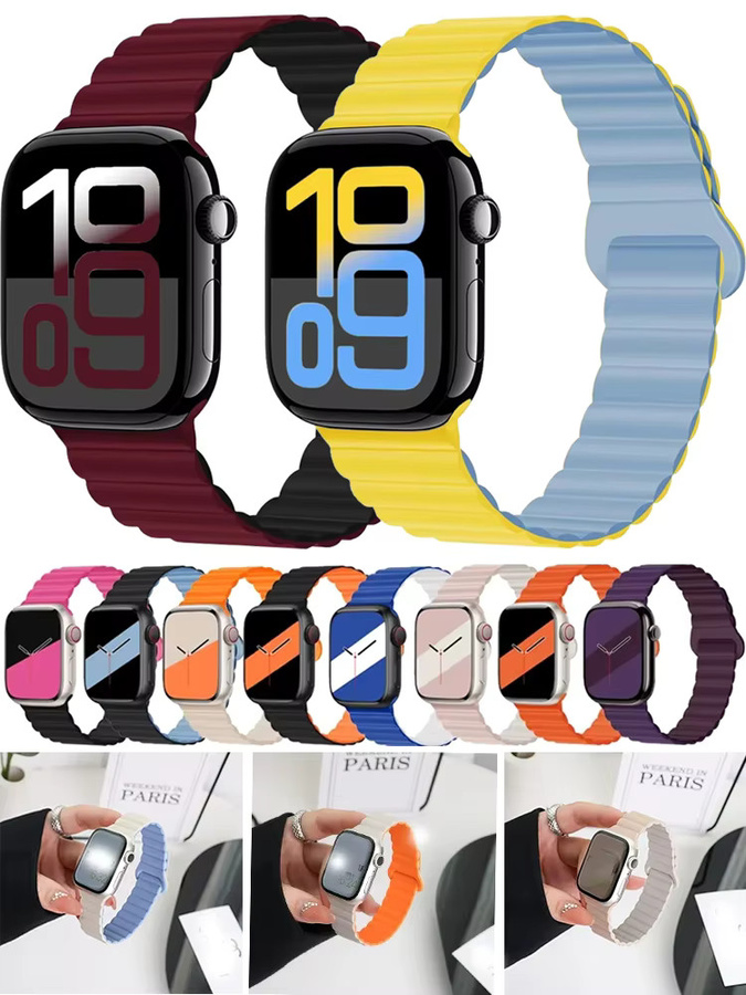 Silikon-Magnetarmband für Apple Watch, Schwarz, Unisex - Bild 5