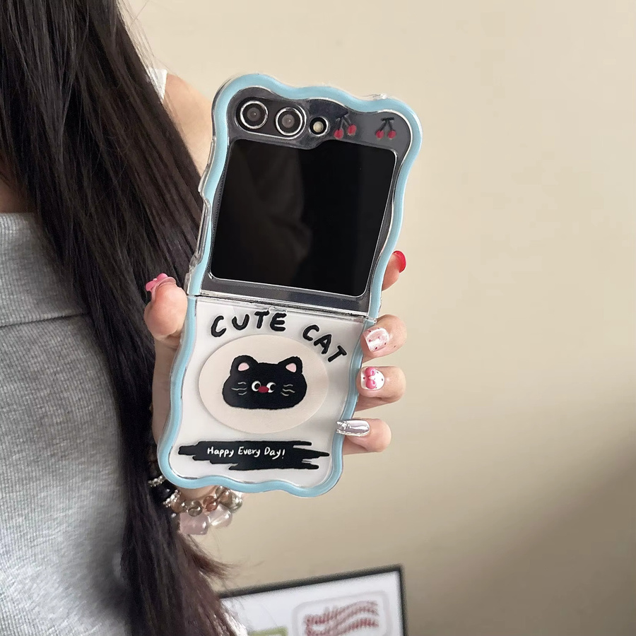 Koreanische Englisch Katze Handyhülle mit Lanyard für Samsung Galaxy Z Flip7, Z Flip6, Z Flip5, Z Flip4 und Z Flip3 - Bild 3