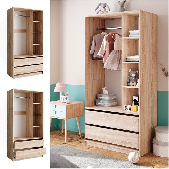 Vicco Kinderkleiderschrank Elmo Eiche mit 2 Schubladen und Kleiderstange, B/H: 100 x 200 cm - Bild 1