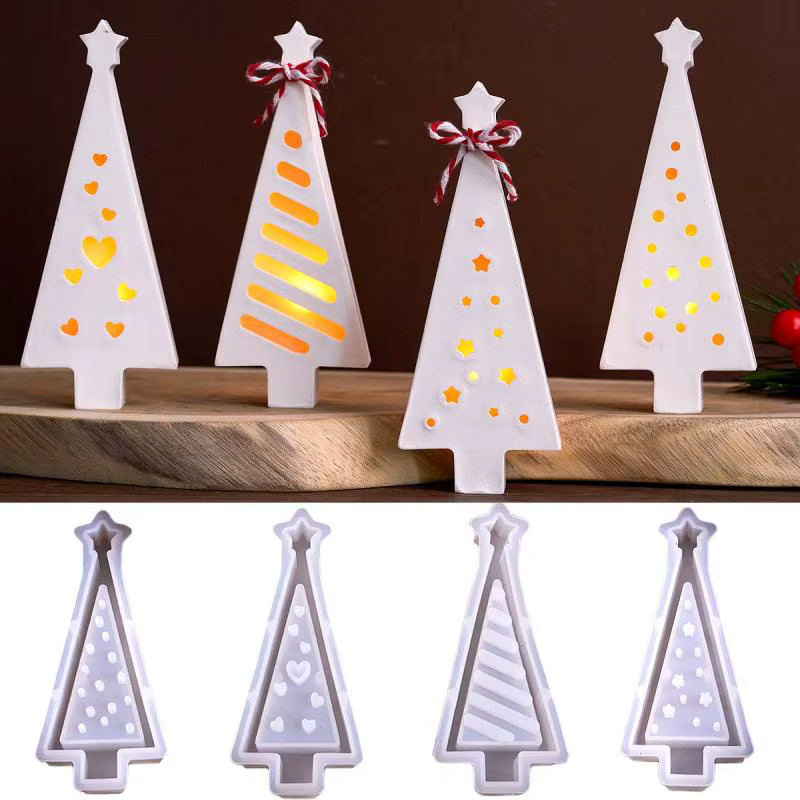 UDOCOOL Weihnachtsbaum Kerzenhalter in Weiß mit minimalistischem Design für LED-Teelichter und Zement-Gussform - Bild 7