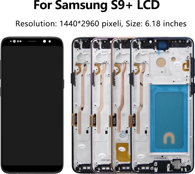 Samsung S9 Plus Ersatz TFT-LCD-Display mit Rahmen in Schwarz oder Violett für G965 und G965F - Bild 1