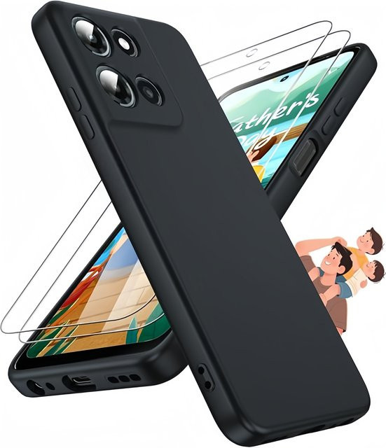Motorola Moto Edge (2026) Silikon Schutzhülle mit gehärtetem Glas-Displayschutz in Green und Black - Bild 1
