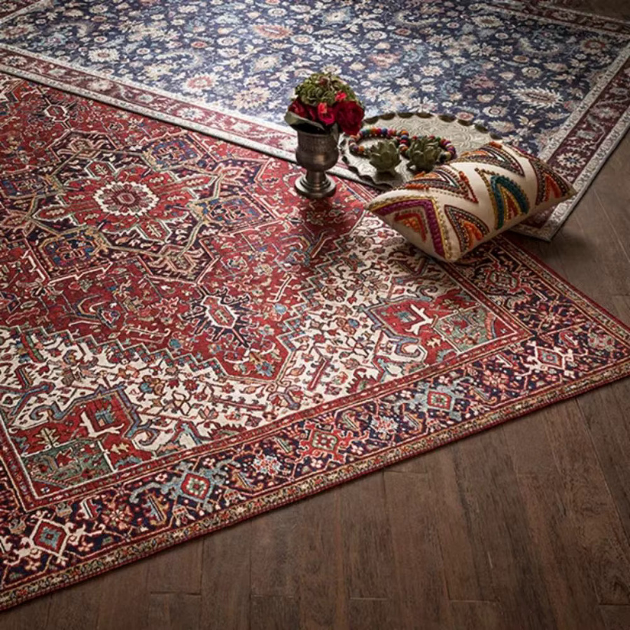 VIKAMA Retro Teppich im orientalischen Design, Plüsch Bodenmatte für Wohnzimmer und Schlafzimmer, Multicolour - Bild 2