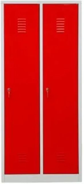 PROREGAL Garderobenspind Camel 2-Fach mit Pro-Aufteilung und Zylinderschloss, Farbe: Grau-Rot, H x B x T: 180 x 80 x 50 cm - Bild 1