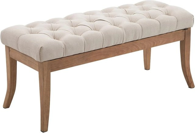 DELUKE Sitzbank CANNES Polsterbank im Chesterfield-Design, Farbe Creme/Hellbraun, B/T/H: 100 x 38 x 46 cm - Bild 1