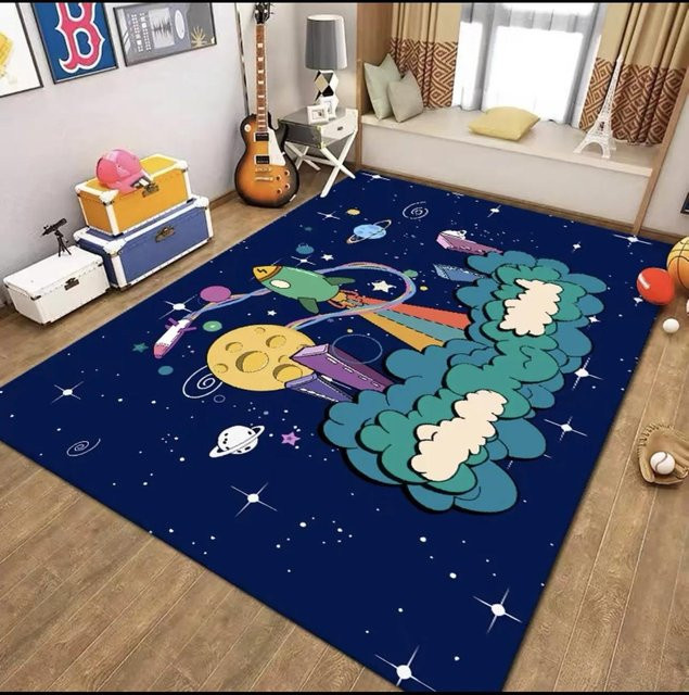 JGJG Cartoon Hüpfspiel Teppich für Kinderzimmer in Blau, rutschfest und waschbar, B/T: 40 x 60 cm - Bild 1