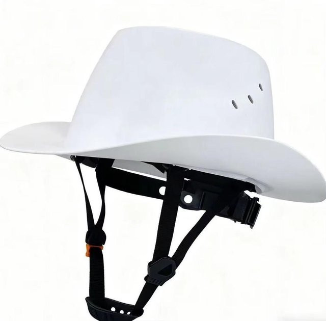 Ruihang Western Cowboy Hartschalenhelm aus hochdichtem Polyethylen mit Vollkrempe in Schwarz, Weiß, Beige oder Braun - Bild 1