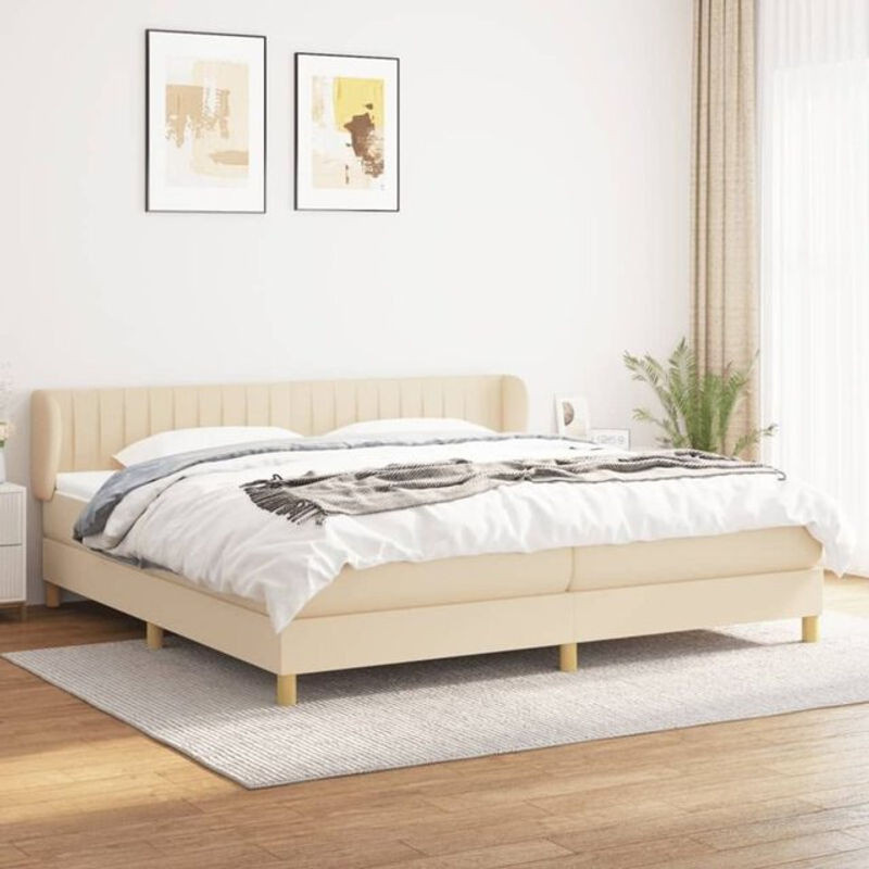 Vidaxl Boxspringbett mit Matratze aus Stoff in Beige B/T: 200 x 200 cm - Bild 1