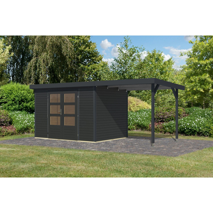 Karibu Gartenhaus Ernesto 4 C mit Anbaudach in Anthrazit, B/T/H: 209 x 298 x 213 cm - Bild 2