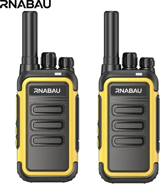 RNABAU Mini-Walkie-Talkie Set, 2 Stück tragbare Zwei-Wege-Funkgeräte, UHF-Transceiver in Schwarz - Bild 1