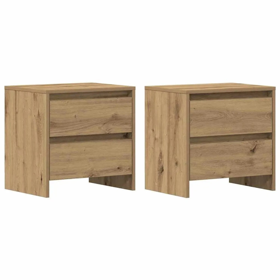 vidaXL Nachttisch Set 2 Stück Artisan-Eiche Braun B: 45 cm, T: 34 cm, H: 44,5 cm - Bild 2