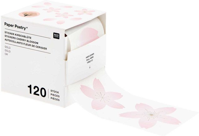 Rico Design Paper Poetry Sticker Blütenblätter 5 cm, 120 Stück auf der Rolle mit Hot Foil Veredelung - Bild 1