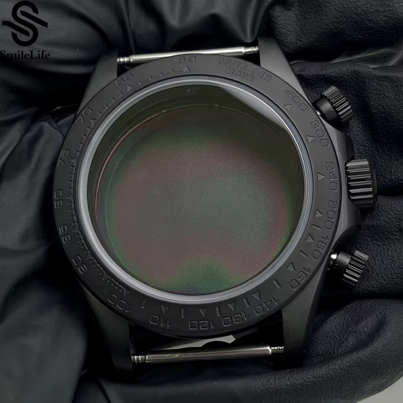 SmileLife Uhrengehäuse, 39 mm, mattschwarz, Keramiklünette, Saphirglas, VK63-Quarzwerk, Uhrenzubehör - Bild 2