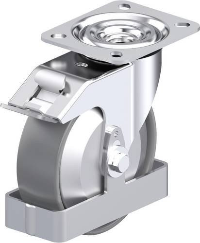 Blickle Stahlblech-Lenkrolle L-PO 125G-FI-ELS-FA-FS in Silber, Rad-Durchmesser: 125 mm, Tragfähigkeit: 250 kg - Bild 1