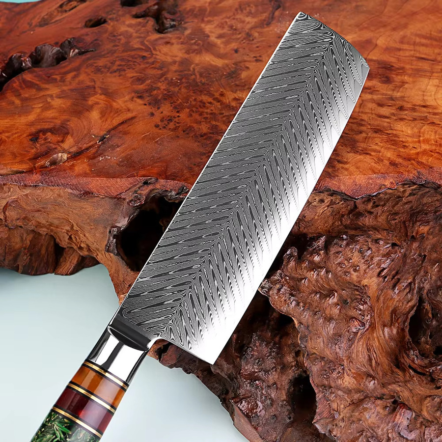 Xituo Nakiri-Messer aus japanischem Damaststahl mit Reisschalen-Harzgriff, 17,78 cm - Bild 4