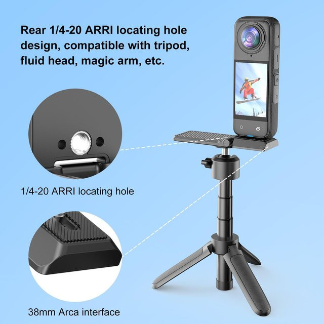 PULUZ Aluminium Magnetischer Adapterständer mit 1/4 Zoll Schnellverschluss und L-Halterung in Schwarz für Insta360 X4/X5 und DJI Pocket 3/4 sowie DJI Osmo 360 - Bild 1