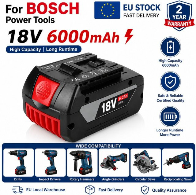 Bosch 18V Li-Ionen-Werkzeugakku 6,0Ah Schwarz - Bild 1