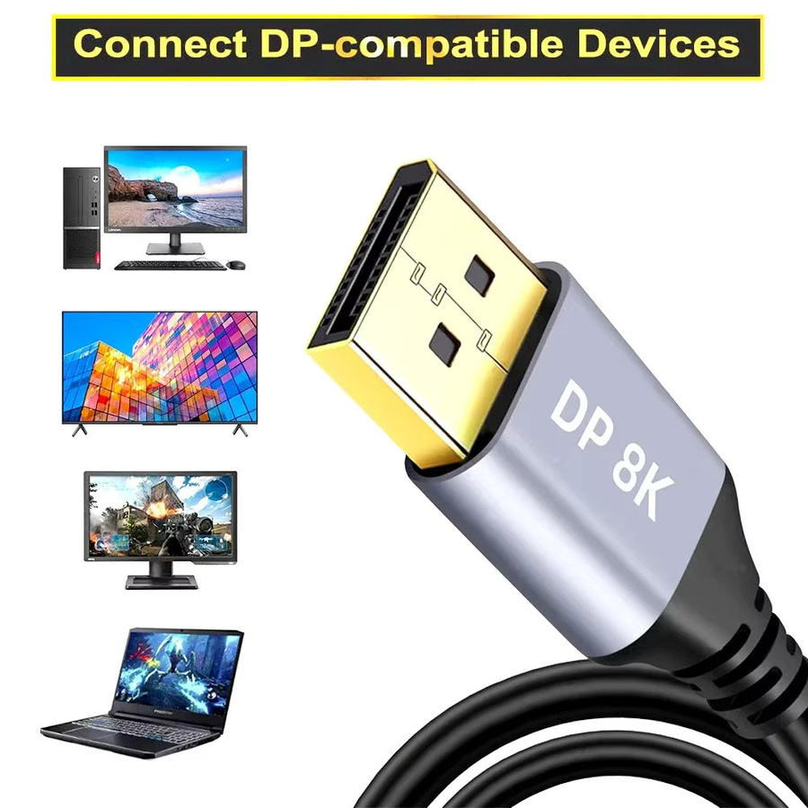 BSN DisplayPort 1.4 Kabel für 8K@60Hz, 4K@144Hz und 1080P@240Hz mit 32,4Gbps für Computermonitore und Gaming - Bild 3